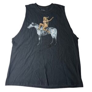 Beyonce Renaissance World Tour Muscle Tank Top Black XL Silver Horse Graphic